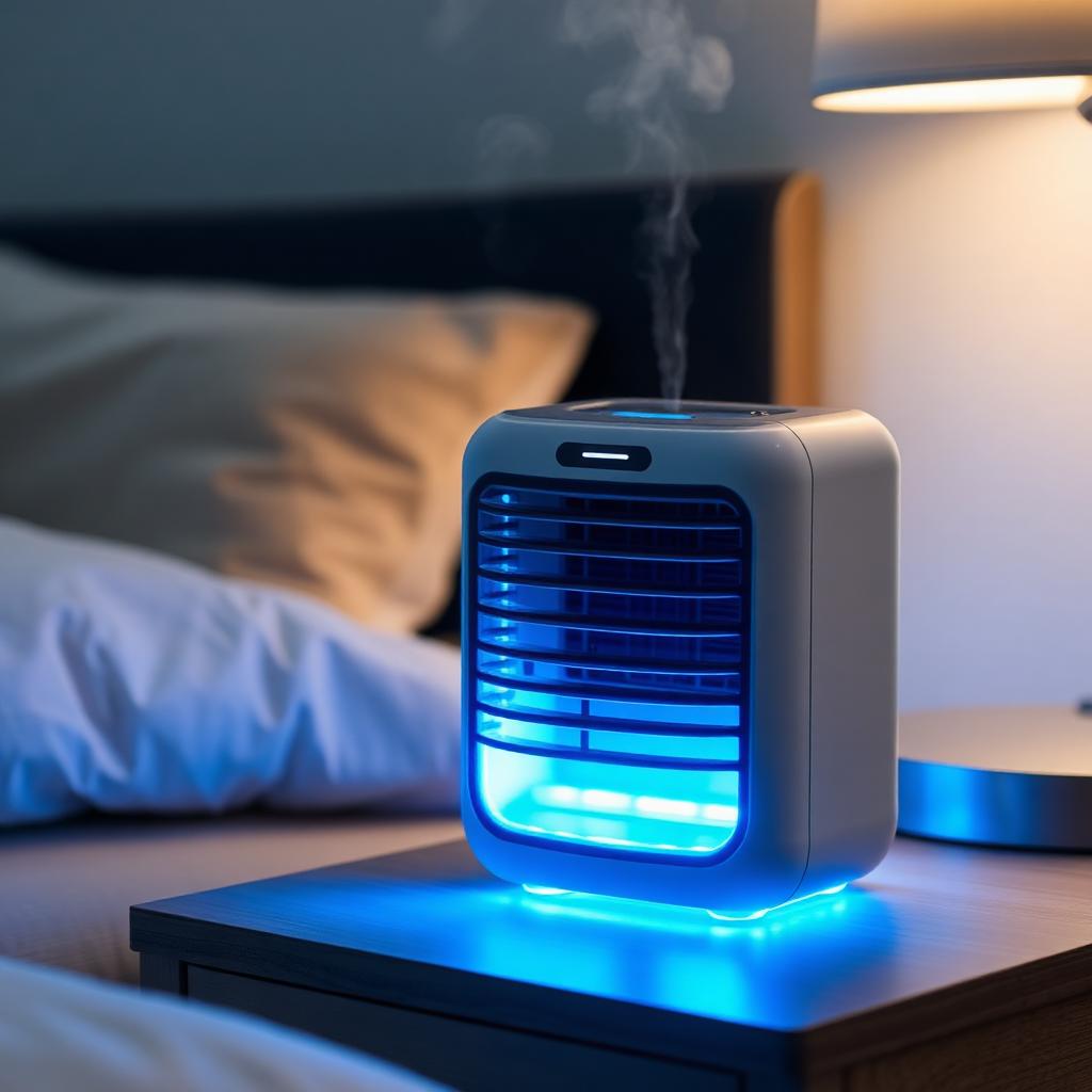 Cool Cove AC on a bedroom nightstand
